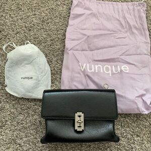 Black Leather Crossbody Bag with Silver Turn-Lock